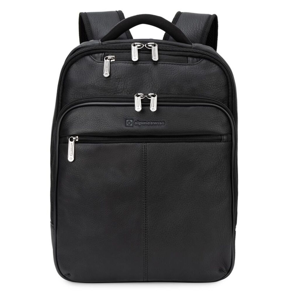 Alpine Swiss 13” Laptop Travel Backpack Genuine Leather Slim Carry On Daypack